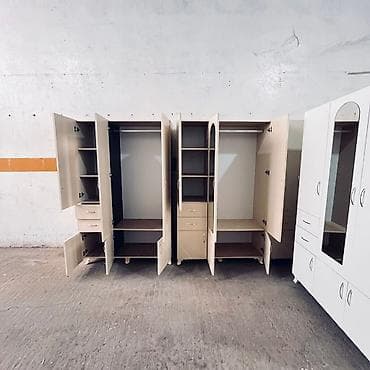 6 qapı, Güzgülü, Bej, Digər material, Açılan, Düz dolab