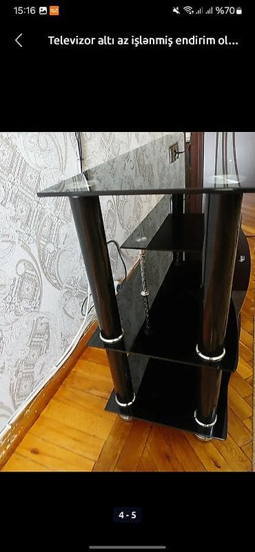 TV altlığı: İşlənmiş, Düz TV altlığı, Polkalı, Şüşəli — 4