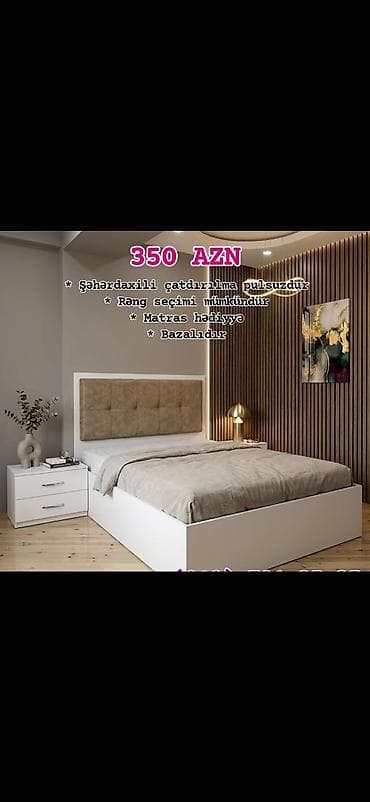taxt dosekleri: Bazalı çarpayı – 350 AZN - Daxili baza hissəsi: qalxan mexanizmli — 4