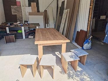 desmalar: Yemək masası və taburet dəsti - Material: ağac teksturalı laminat/MDF — 3