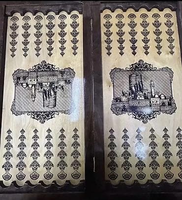 Nərdlər: Məhsul: Taxta nərd/şahmat dəsti – Milli naxışlı, Bakı mövzulu — 3