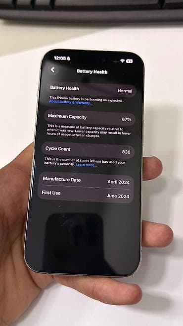 telefon apple: IPhone 15 Pro, 128 GB, Gümüşü, Simsiz şarj, Face ID — 7