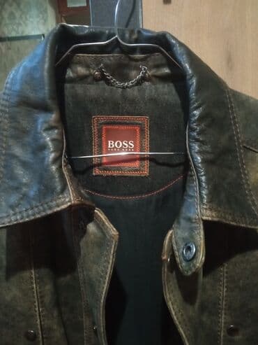 Plaşlar: HUGO BOSS kişi dəri gödəkcə - Material: qalın, təbii dəri — 4