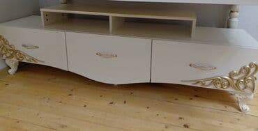 ev ucun aboylar: Прямой ТВ стенд, Без полок, Деревянный — 1