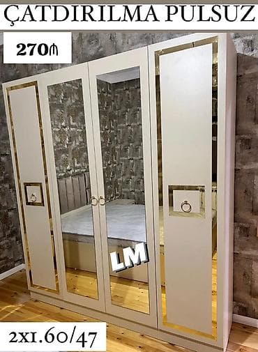 5 qapı, Güzgülü, Ağ, Açılan, Düz dolab