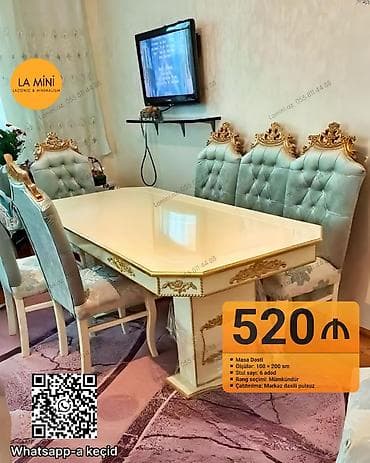 Açılmayan, Dördbucaq masa, 6 stul