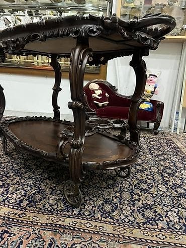 Серванты: Antik üslubda ikimərtəbəli servis/çay arabası - Material: tünd — 4