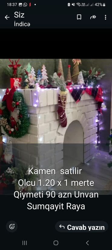 Digər ev dekoru: Dekorativ süni kamin - Ölçü: 1.20 m x 1 m - Rəng: ağ - Material — 1
