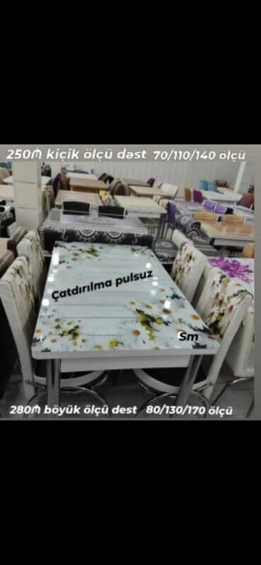 15 neferlik paytaxt salati: ✔️Sifarişlə ✔️Türk istehsalı🇹🇷 ✔️Kuxna üçün stol stul dəsti ✔️ — 1