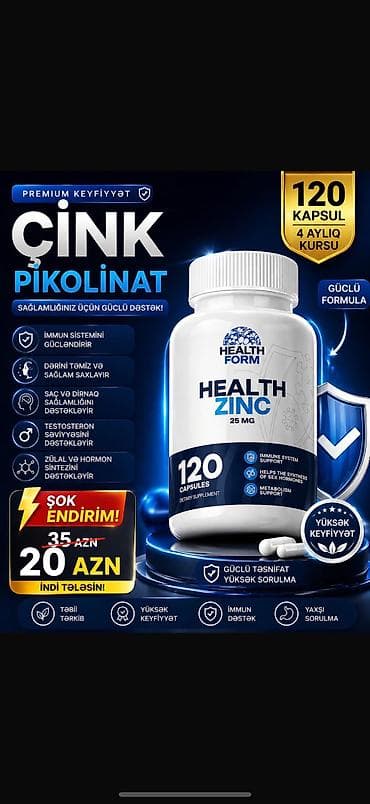 Məhsul: Health Form – ÇİNK PİKOLİNAT (Health Zinc) Dozaj: 25 mq