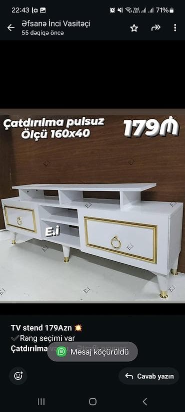 vitrin stend: *TV stend 179Azn 💥* ✔️Rəng seçimi var *Çatdırılma və quraşdırılma — 1