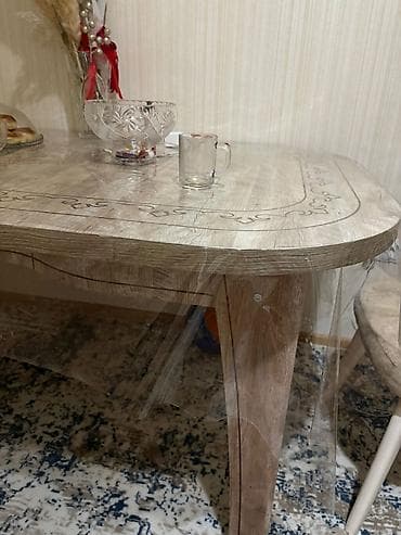 sederek stol stul: Qonaq otağı üçün, İşlənmiş, Açılmayan, Oval masa, 6 stul — 4