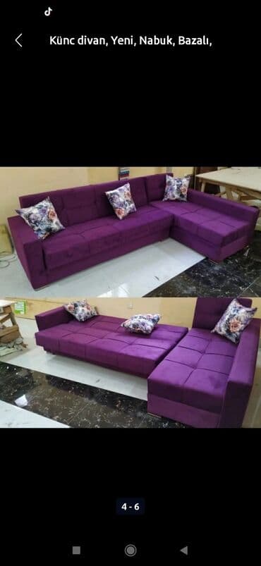 мягкая мебель: Künc divan, Qonaq otağı üçün, Parça, Bazasız, Açılmayan — 14