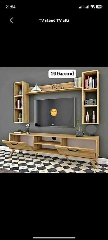 divan desti: Yeni, Düz TV altlığı, Polkalı, Laminat — 1