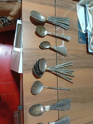 qapi bezeyi: Mətbəx üçün müxtəlif ölçülü qədim üslublu çəngəl–qaşıq dəstləri — 4