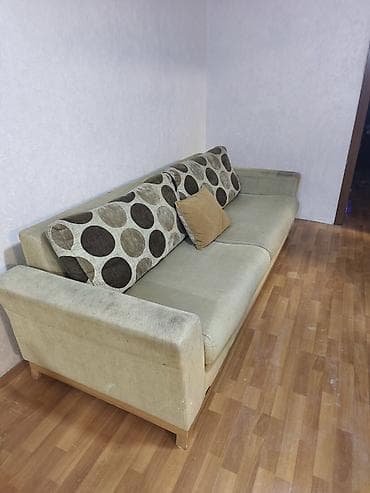 krep parca: Üç nəfərlik geniş divan - Rəng: açıq oliu/bej tonlarında oturacaq və — 2