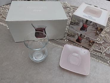 xrustal stekan: Çay dəsti, rəng - Çəhrayı — 1