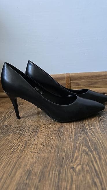 ayaqab: Qadın klassik tufli – qara rəng, dəriyəoxşar material - Model: sivri — 1