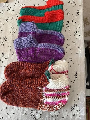 toxunma corablar: Əl işı – toxunma yun ev corabları/slipperlər Следки.Ручная работа - — 1