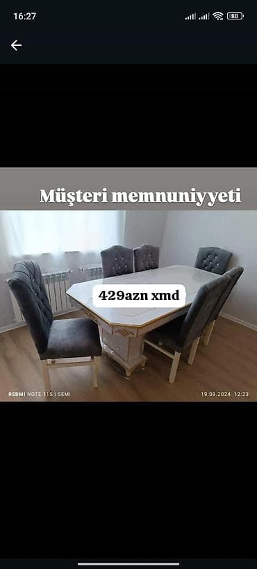 Qonaq otağı üçün, Yeni, Açılmayan, Dördbucaq masa, 6 stul lalafo.az -da Qonaq otağı üçün, Yeni, Açılmayan, Dördbucaq masa, 6 stul