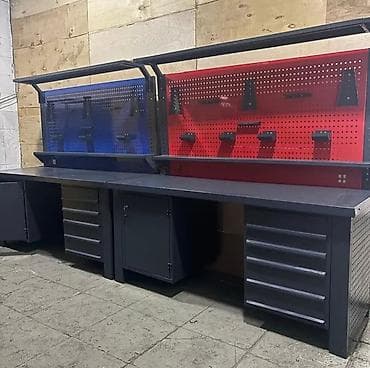 alet masasi: Metall ustaxana dəzgahı – modullu saxlama və perforasiya paneli ilə — 1