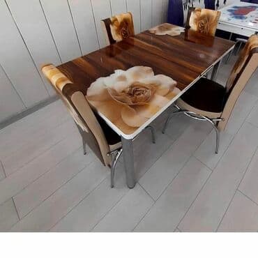 quxna stulu: Mətbəx üçün, Yeni, Açılan, Dördbucaq masa, 4 stul — 8