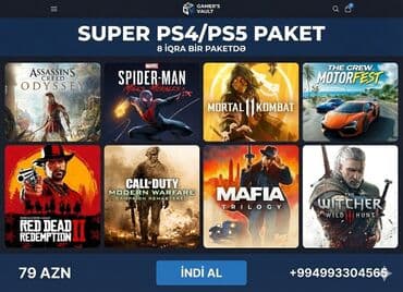 Super PS4/PS5 oyun paketi —10 oyun bir yerdə. Daxildir: - Assassin’s