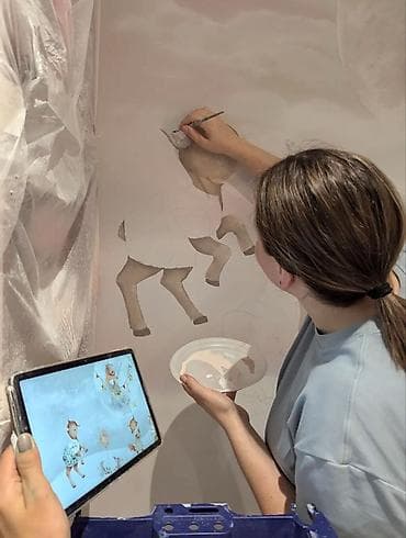 Taxta üçün boyalar: Divar rəsimlərinin çəkilməsi🎨 Qiymət rəsmə və onun ölçüsünə uyğun — 1