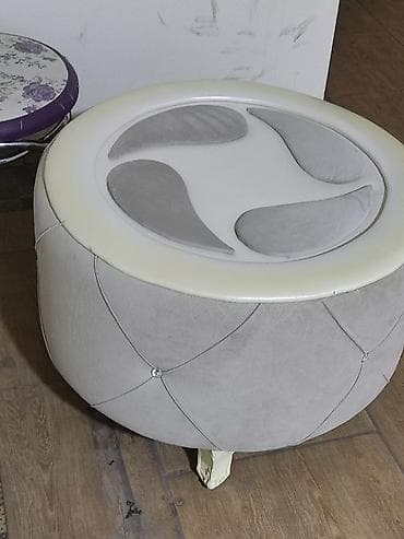 parca stul: İşlənmiş, Pufik oturacaq, Parça, rəng - Boz, Kredit yoxdur, Çatdırılma yoxdur — 2