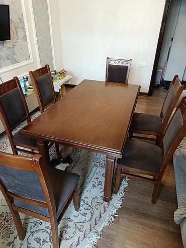 sade yataq mebelleri: Qonaq otağı üçün, Dördbucaq masa, 6 stul — 1