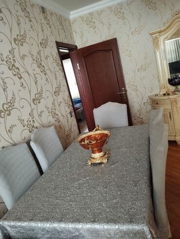 стулья для столовой: Qonaq otağı üçün, İşlənmiş, Dördbucaq masa, 6 stul — 1