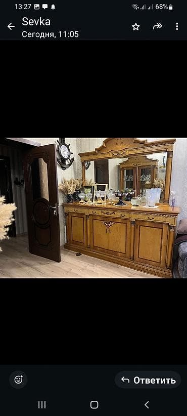 setqa qapi: Klassik üslubda yemək otağı dəsti - Tərkib: böyük bufet-güzgü və iki — 1