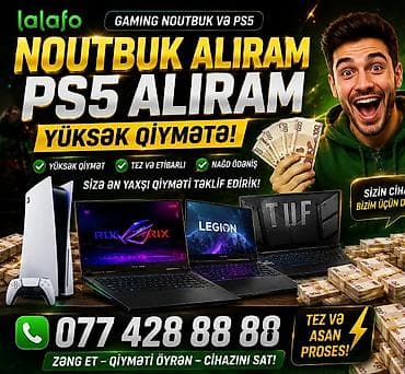 PS5 NOUTBUK ALIRAM YÜKSƏK QIYMETE YENI VƏ ISLEMIS