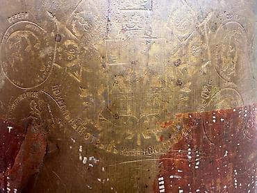 samovar 10 litr: Antik mis samovar – kömür/odunla işləyən, gravürali kolleksiya — 7