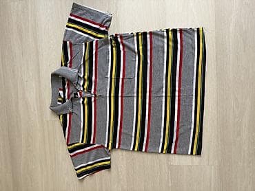 massimo dutti ispaniya: Kişi polo köynəyi – zolaqlı dizayn - Model: Qısaqol polo köynək - — 1