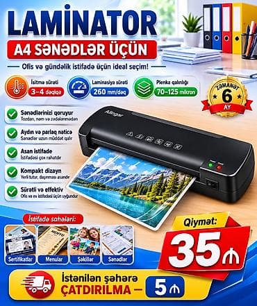 mikro naushnik: Laminasiya aparatı (A4). Yeni, qutuda. Ofis və gündəlik istifadə üçün — 1
