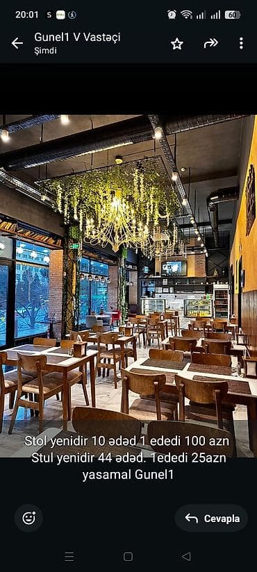 Stol yenidir 10 ədəd 1 ededi 100 azn Stul yenidir 44 ədəd. 1ededi
