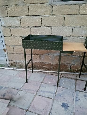 manqal şiş: Metall manqal – yan paneli olan - Material: qalın naxışlı (romb — 1
