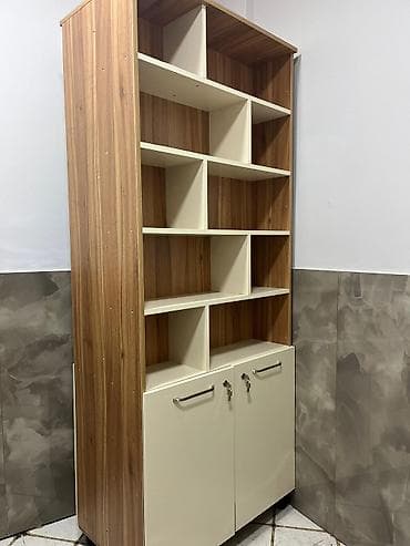 sened dolabi: İki rəngli kitablıq/raf sistemi - Material: laminat-MDF (ağ/krem — 1