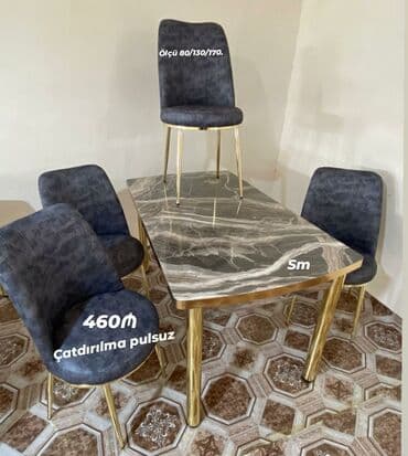 Masa və oturacaq dəstləri: Mətbəx üçün, Yeni, Açılan, Dördbucaq masa, 4 stul — 6