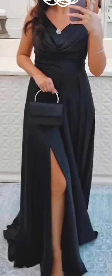 ziyafet geyimi: 40-42 ölçu.Qadın gecə geyimi – zərif qara uzun don - Model: uzun — 1