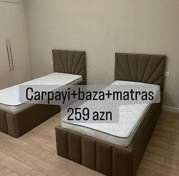 dowekler: Çarpayı + baza + matras dəsti - Komplekt: çarpayı karkası, bazalı alt — 1
