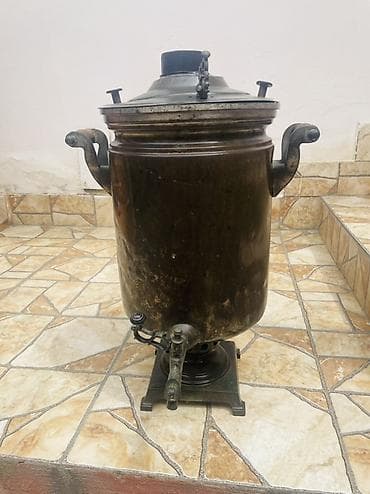 dəm caydan: Klassik kömür/odun samovarı - Material: qalın metaldən (mis/bronz — 3