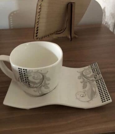 fincan dəstləri: Fincanlar, rəng - Ağ, Keramika, 2 ədədli dəst — 2