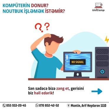 kirpi əti: 💻 Kompüterin donur? 💔 Noutbukun işləmək istəmir? Sən sadəcə bizə zəng — 1