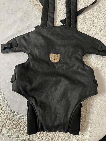 Uşaq daşıyıcı sling (kəmərli ön daşıyıcı) - Rəng: qara, ortasında ayı