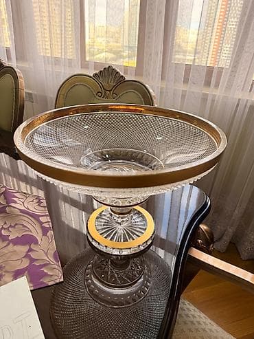 aksesuar qabi: Şüşə ayaqlı meyvə/qəlyanaltı qabı - Material: qalın şəffaf — 2