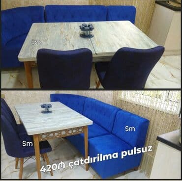 Masa və oturacaq dəstləri: Mətbəx üçün, Yeni, Açılan, Dördbucaq masa, 2 stul — 1