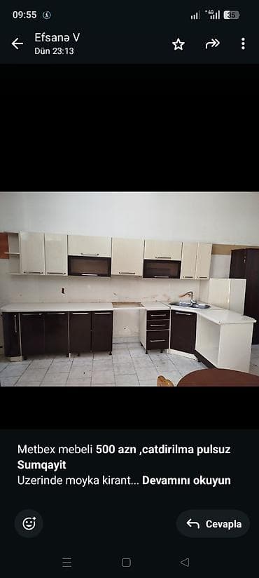 kuxnya mebeli: Metbex mebeli *500 azncatdirilma pulsuz Sumqayit* Uzerinde moyka — 1
