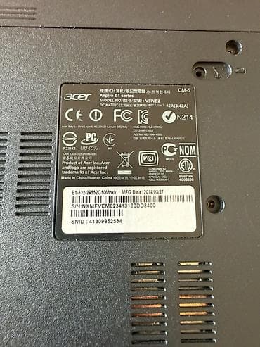 aser: Acer Aspire E1 Series noutbuk Model: E1-532-29552G50Mnkk (Model No — 4